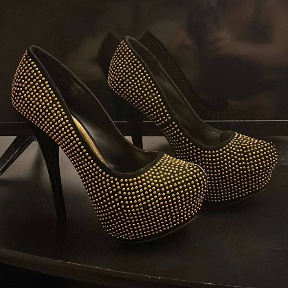 Black Gold studded stilettos